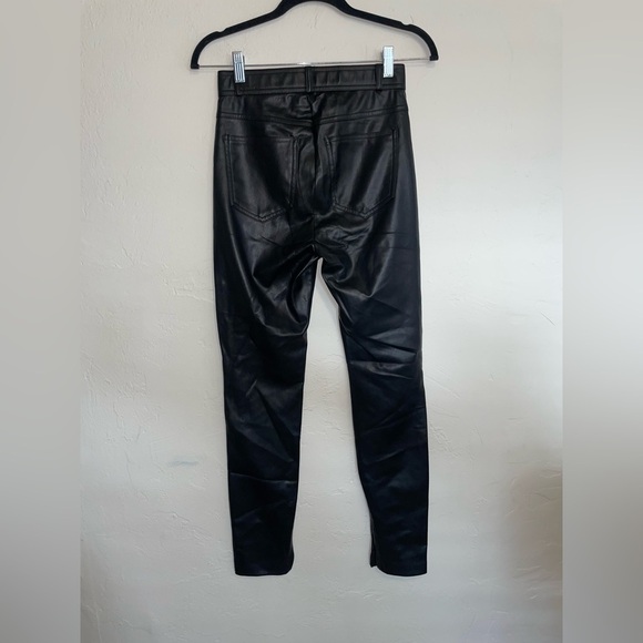 Zara Faux Leather Zip Split Ankle High Waisted Slim Straight Pants - Picture 6 of 10